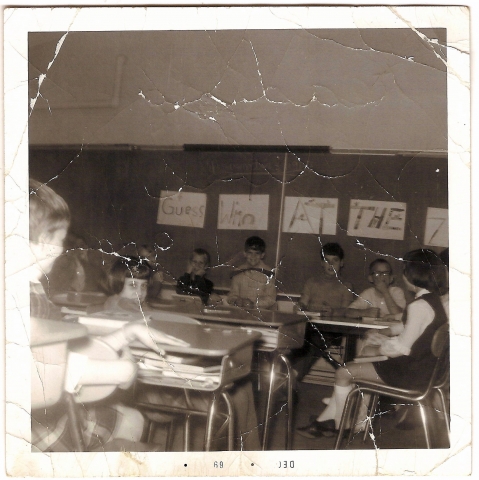 1969 Fales School Whos Who at the Zoo.  L-R. Maureen Hunt? Sue Blazquez, Greg Allen, Rick Gagliano, Jack Barrette, (Jack Twaddle?), Unknown.